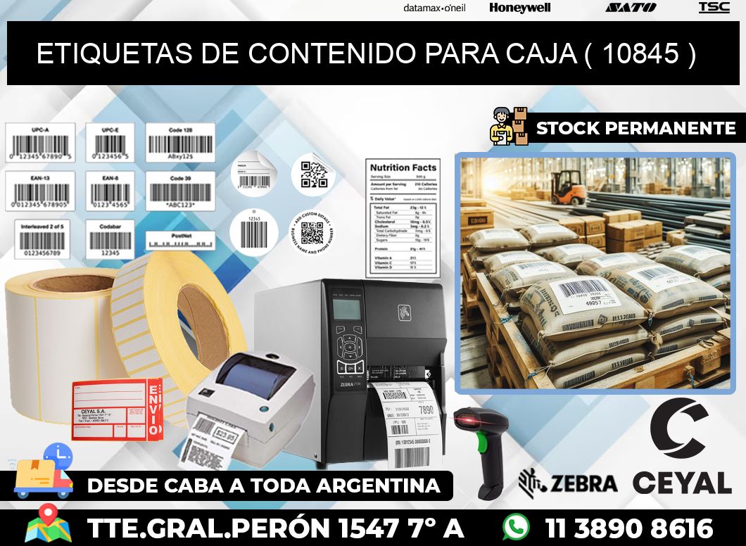 ETIQUETAS DE CONTENIDO PARA CAJA ( 10845 )