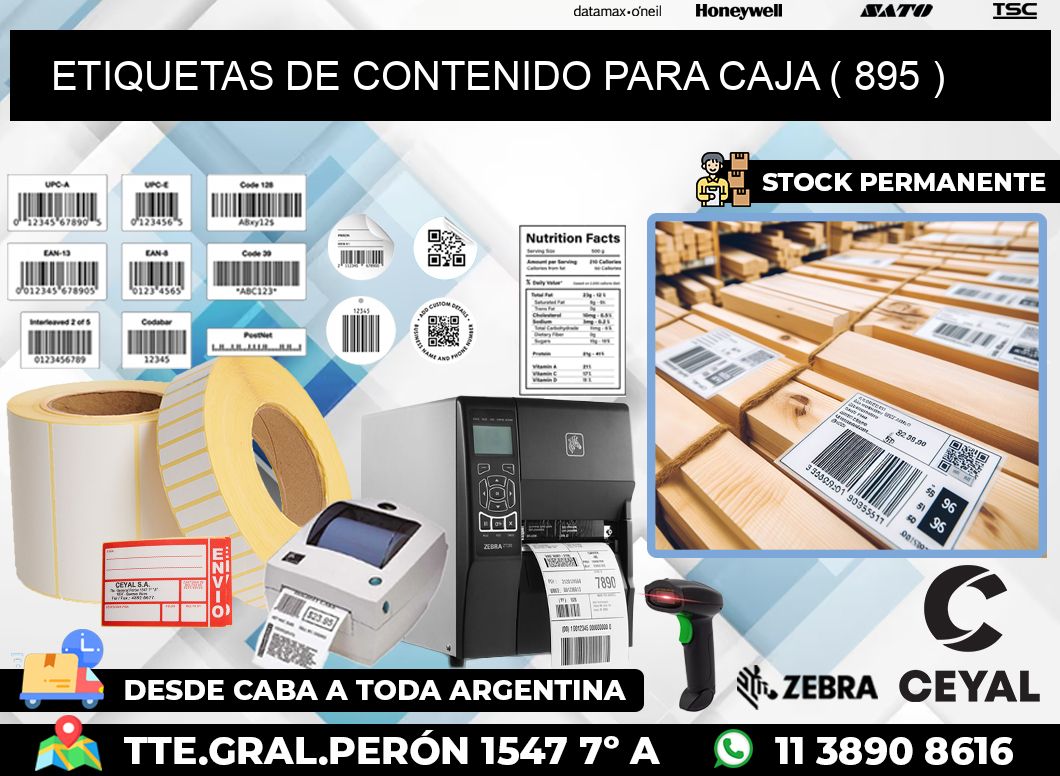 ETIQUETAS DE CONTENIDO PARA CAJA ( 895 )