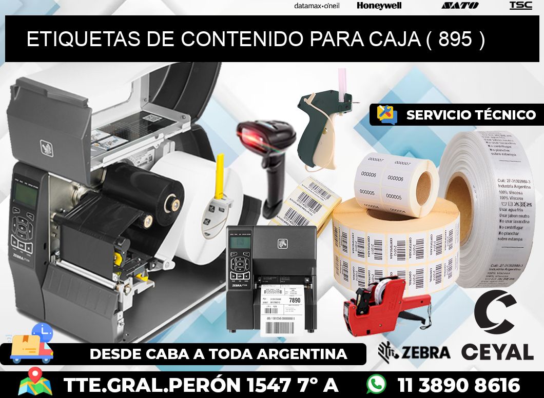 ETIQUETAS DE CONTENIDO PARA CAJA ( 895 )
