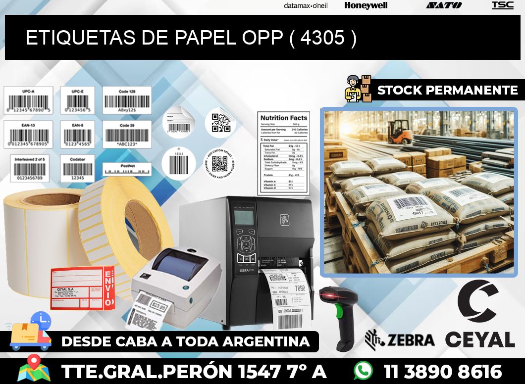 ETIQUETAS DE PAPEL OPP ( 4305 )
