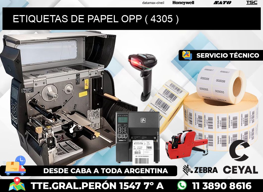 ETIQUETAS DE PAPEL OPP ( 4305 )