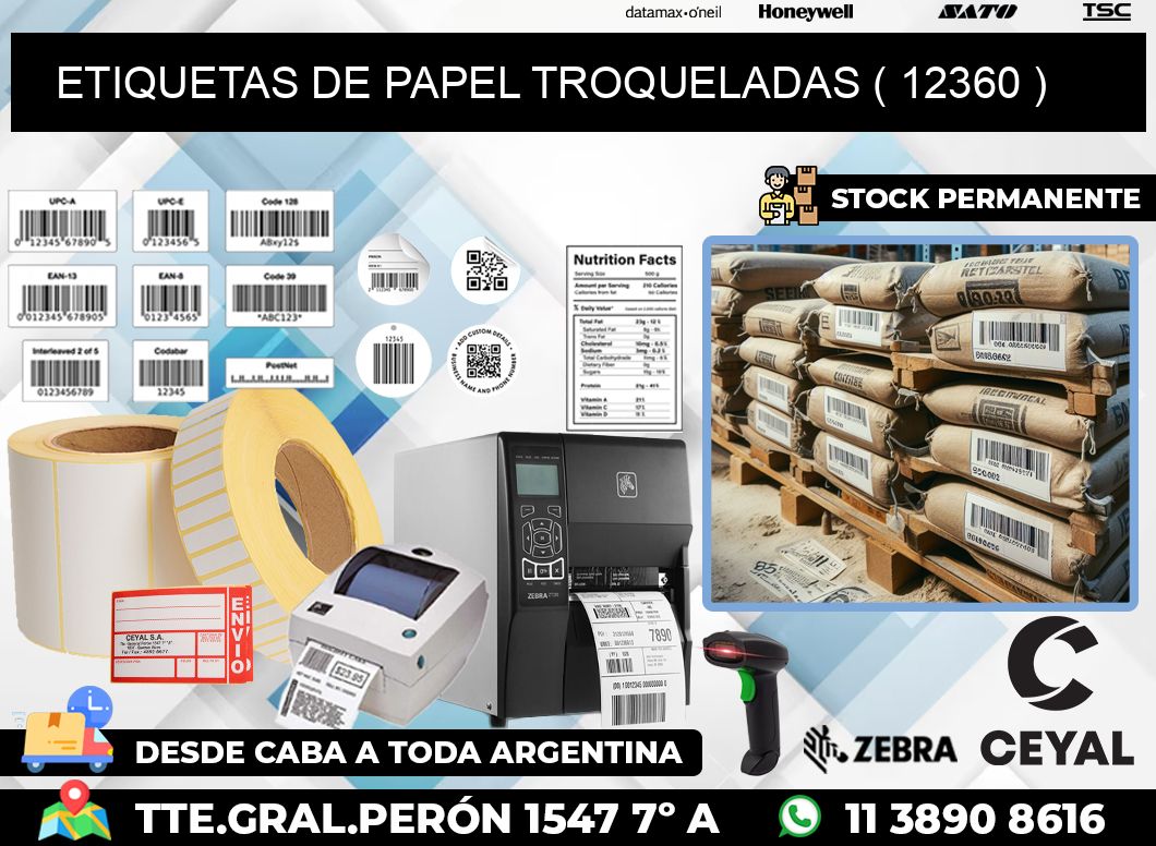 ETIQUETAS DE PAPEL TROQUELADAS ( 12360 )