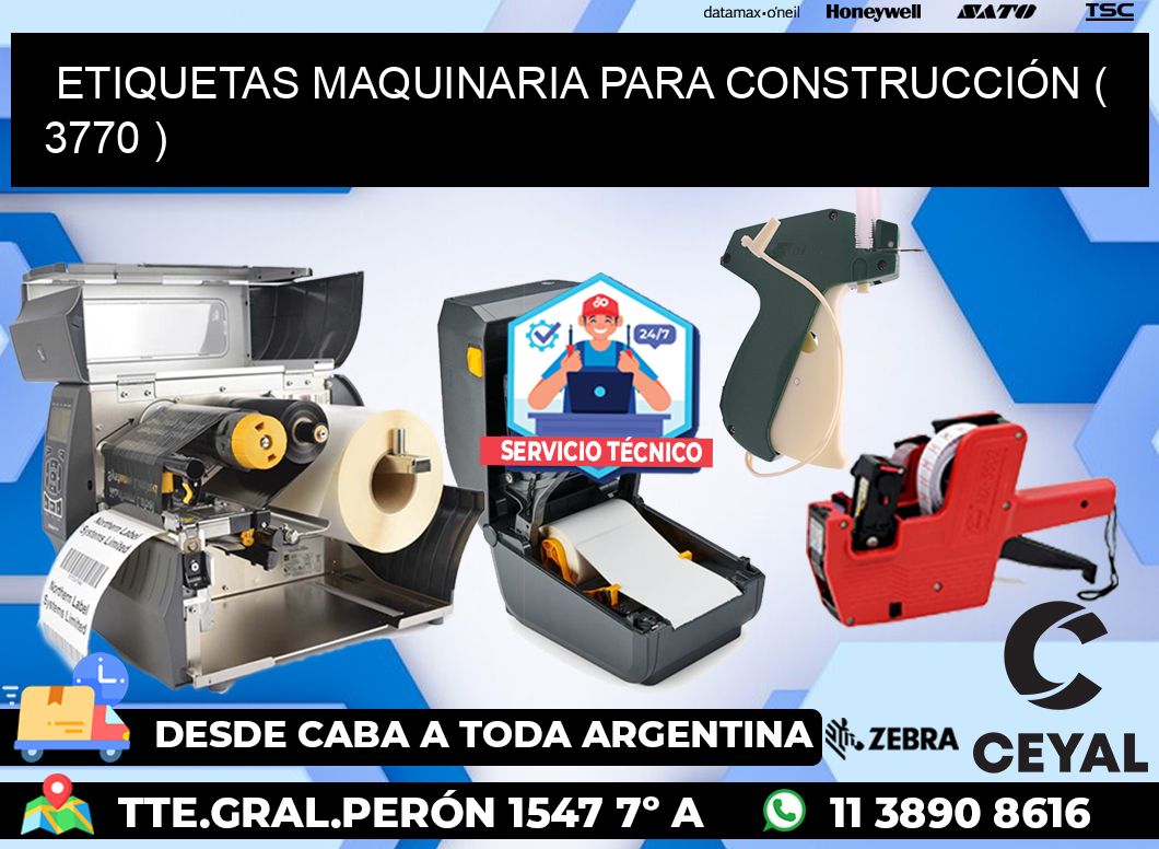 ETIQUETAS MAQUINARIA PARA CONSTRUCCIÓN ( 3770 )