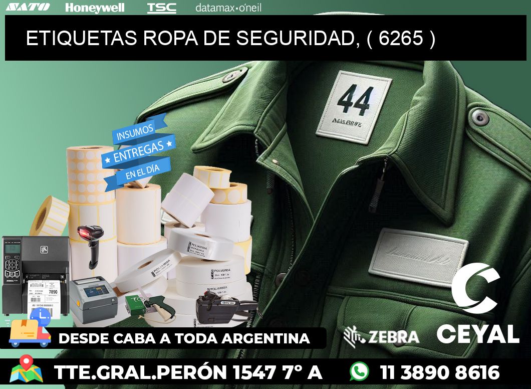 ETIQUETAS ROPA DE SEGURIDAD, ( 6265 )