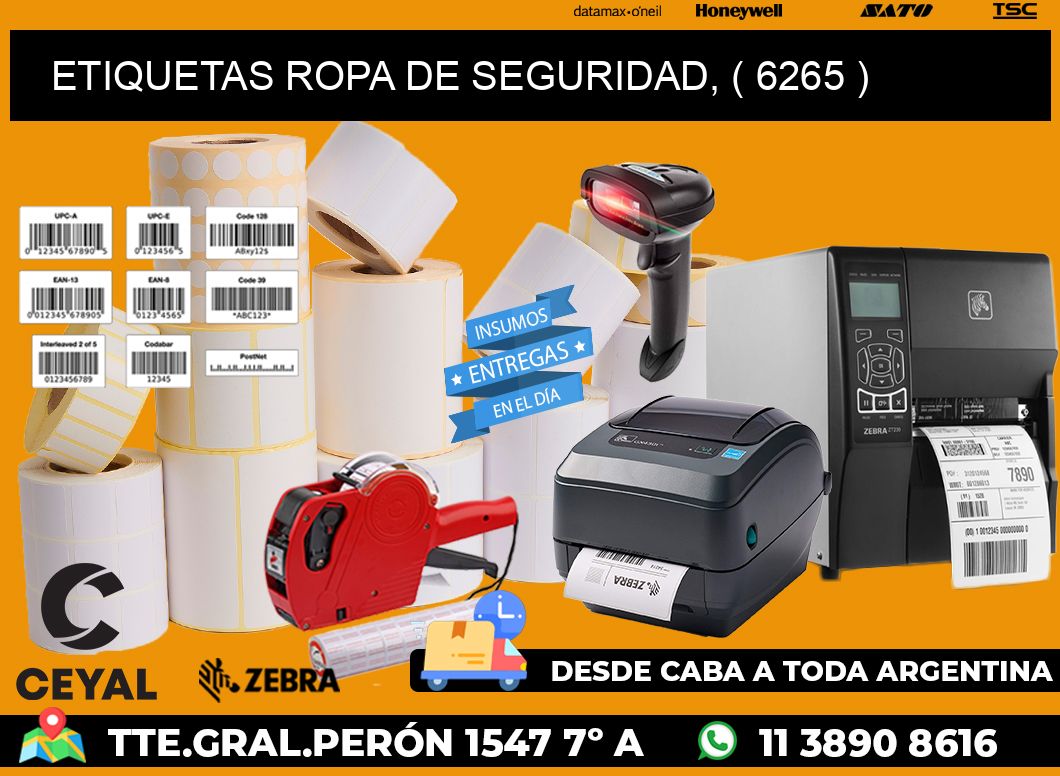 ETIQUETAS ROPA DE SEGURIDAD, ( 6265 )