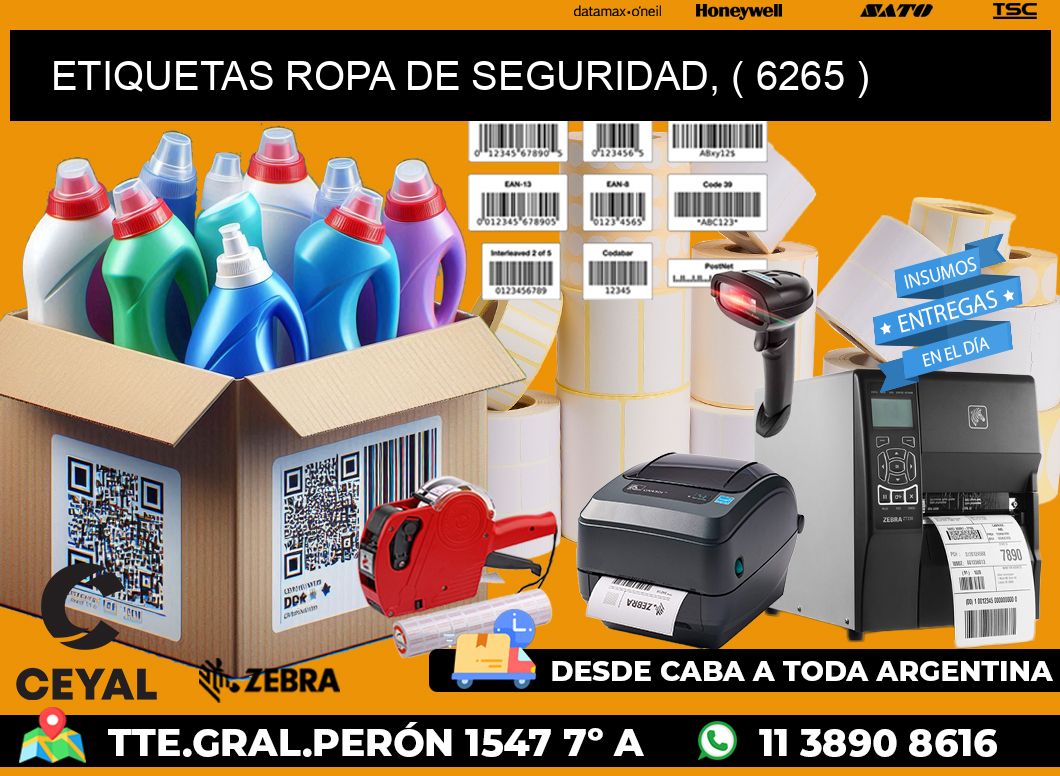 ETIQUETAS ROPA DE SEGURIDAD, ( 6265 )