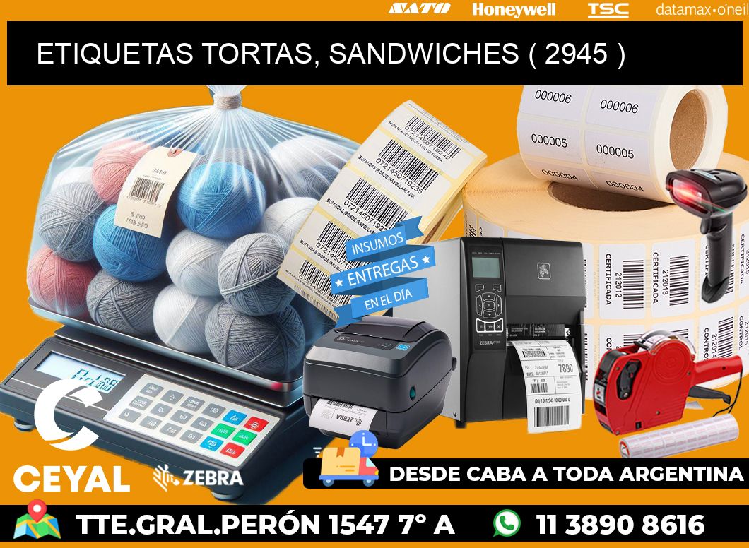 ETIQUETAS TORTAS, SANDWICHES ( 2945 )