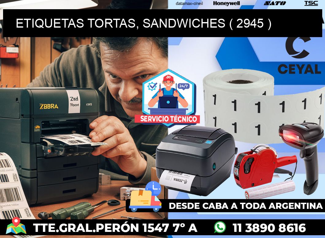 ETIQUETAS TORTAS, SANDWICHES ( 2945 )