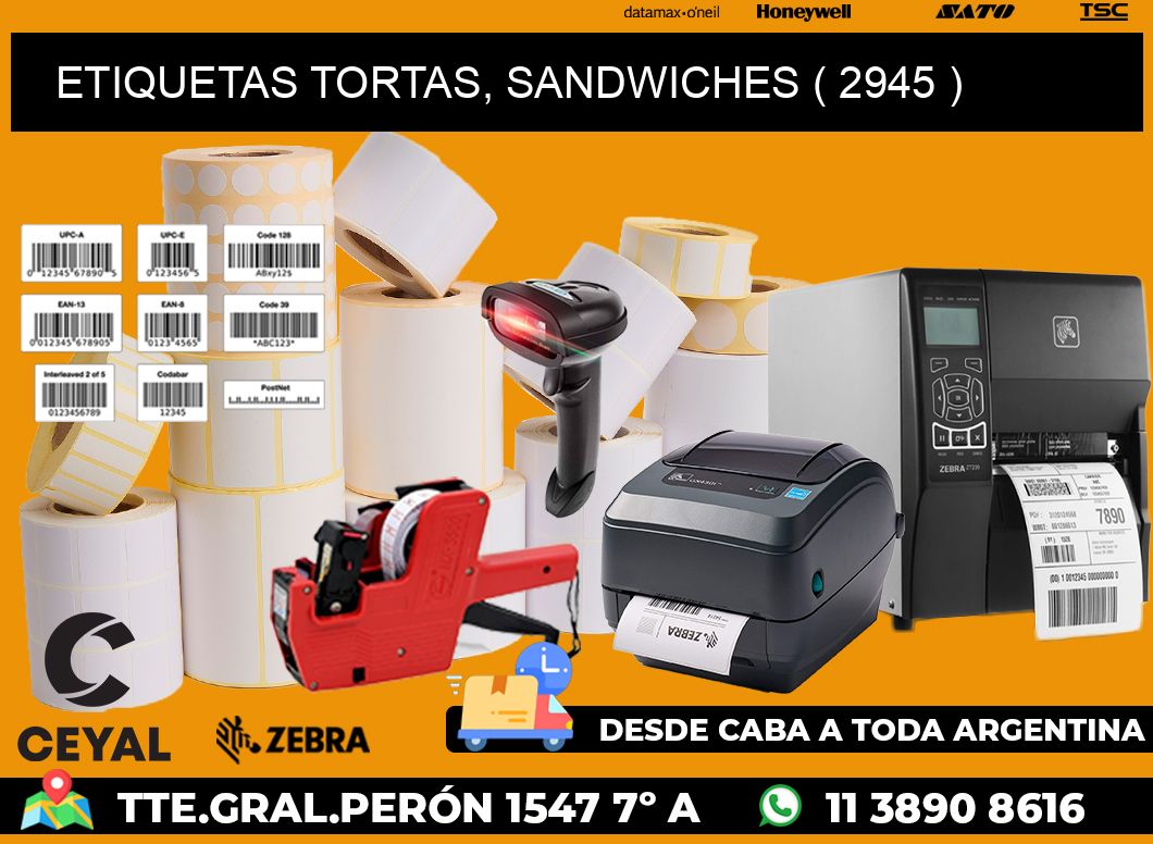 ETIQUETAS TORTAS, SANDWICHES ( 2945 )