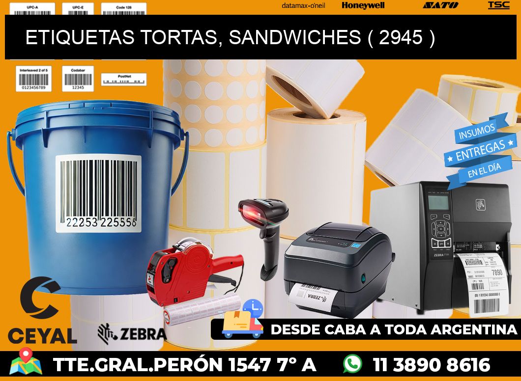 ETIQUETAS TORTAS, SANDWICHES ( 2945 )