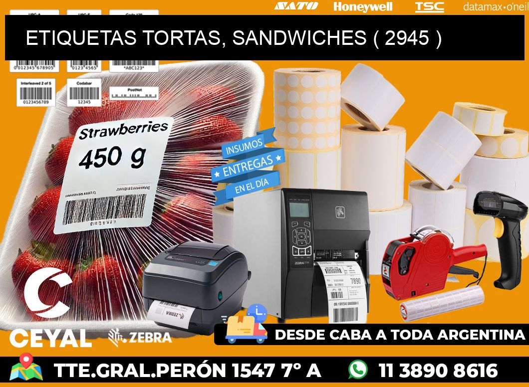 ETIQUETAS TORTAS, SANDWICHES ( 2945 )