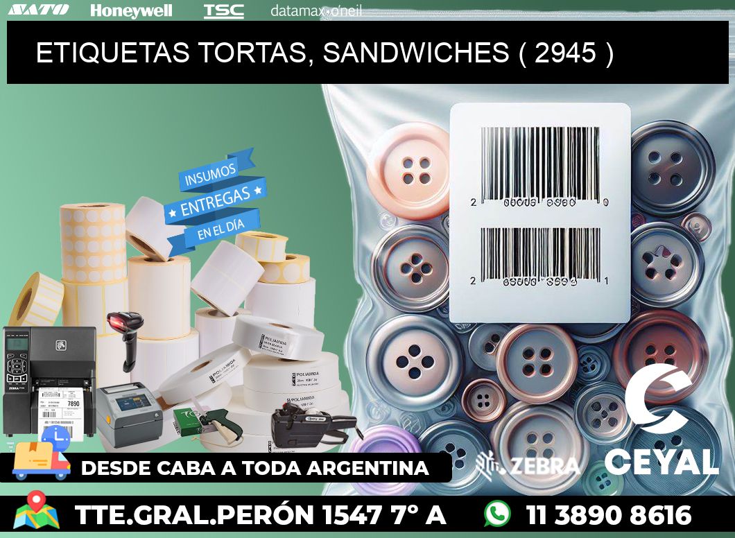 ETIQUETAS TORTAS, SANDWICHES ( 2945 )