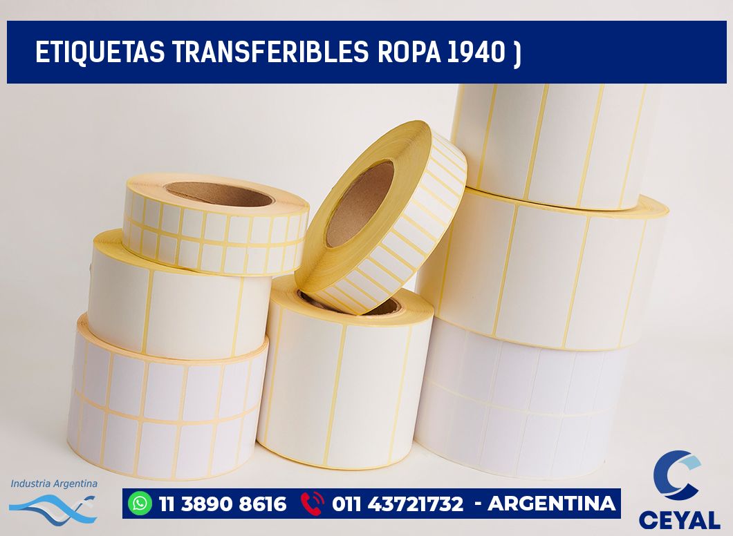 ETIQUETAS TRANSFERIBLES ROPA 1940 )