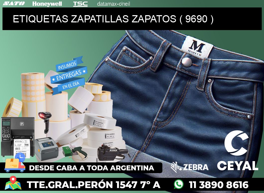 ETIQUETAS ZAPATILLAS ZAPATOS ( 9690 )