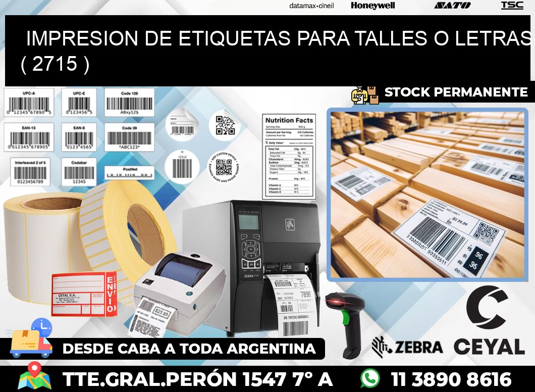 IMPRESION DE ETIQUETAS PARA TALLES O LETRAS ( 2715 )