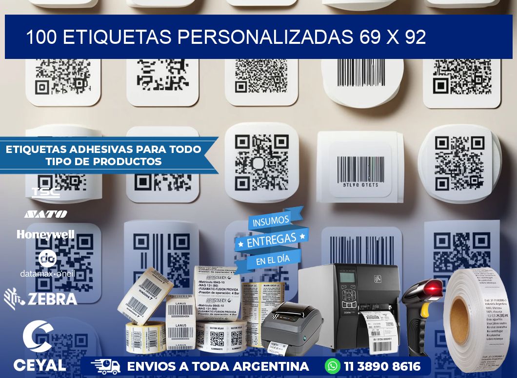 100 ETIQUETAS PERSONALIZADAS 69 x 92