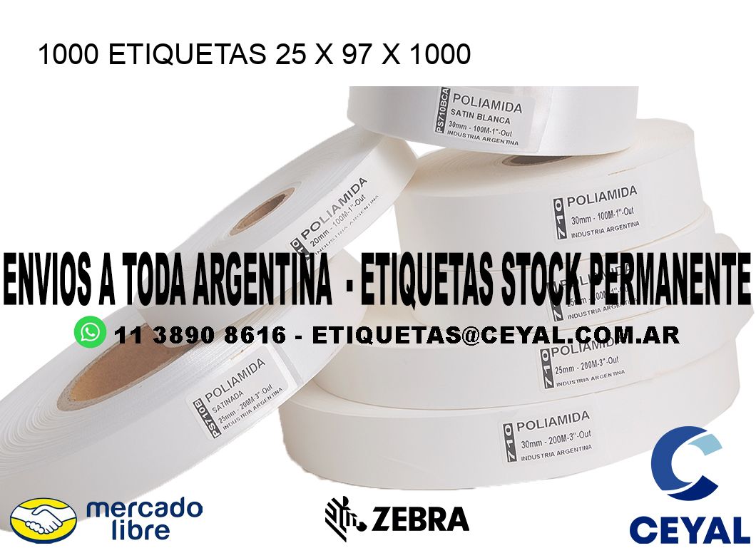 1000 ETIQUETAS 25 x 97 x 1000