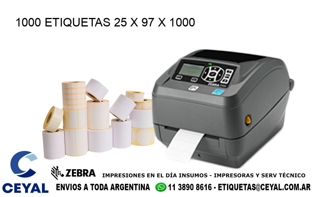 1000 ETIQUETAS 25 x 97 x 1000