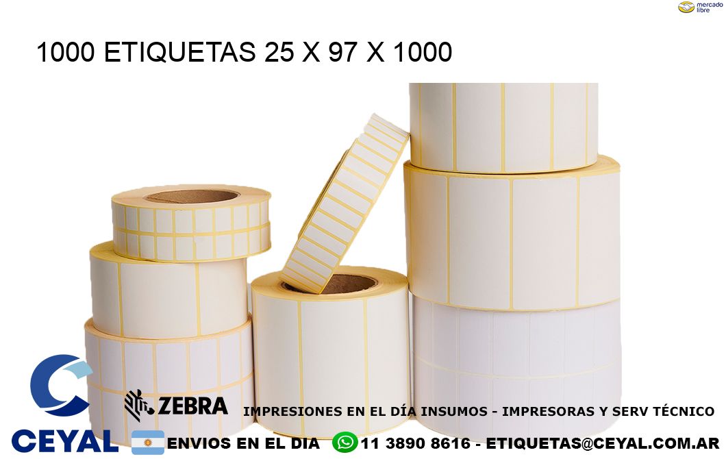 1000 ETIQUETAS 25 x 97 x 1000