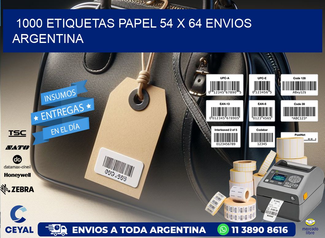 1000 ETIQUETAS PAPEL 54 x 64 ENVIOS ARGENTINA