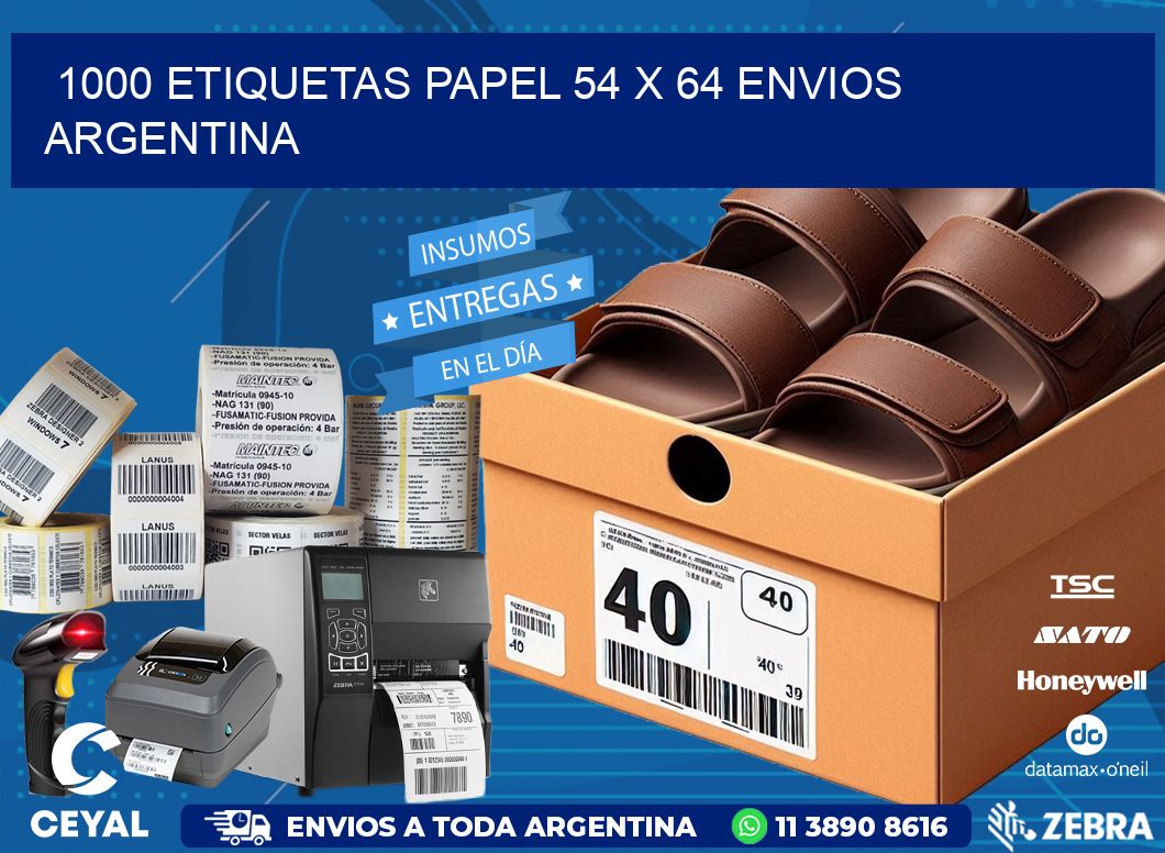 1000 ETIQUETAS PAPEL 54 x 64 ENVIOS ARGENTINA