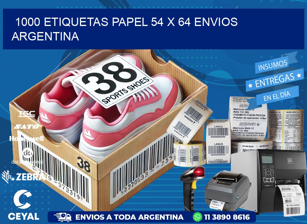 1000 ETIQUETAS PAPEL 54 x 64 ENVIOS ARGENTINA