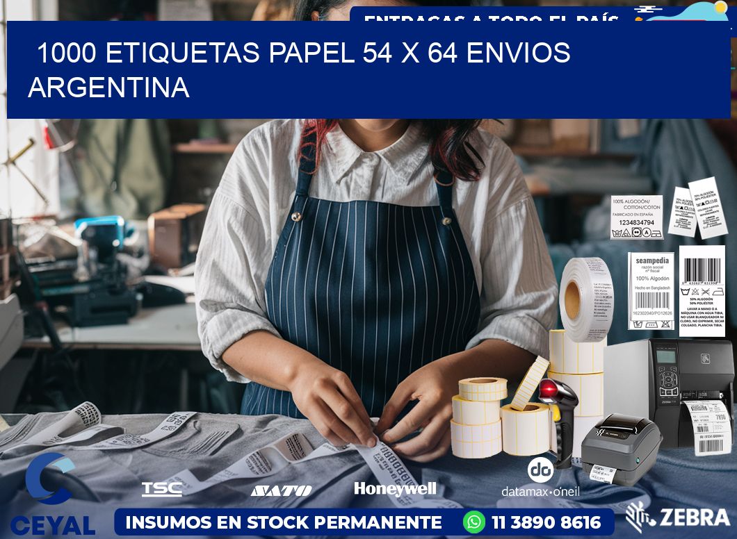1000 ETIQUETAS PAPEL 54 x 64 ENVIOS ARGENTINA