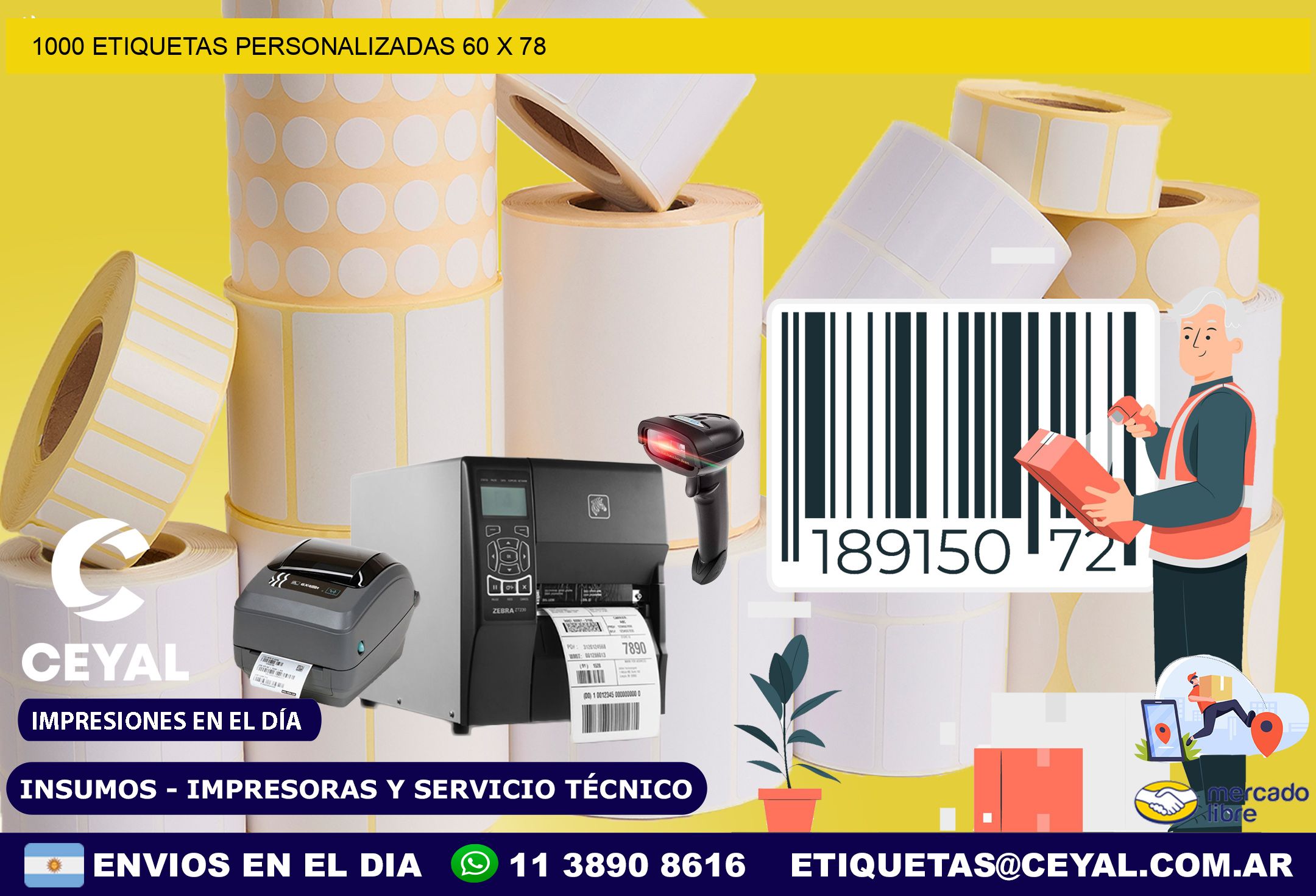 1000 ETIQUETAS PERSONALIZADAS 60 x 78
