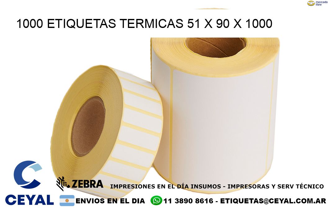 1000 ETIQUETAS TERMICAS 51 x 90 x 1000