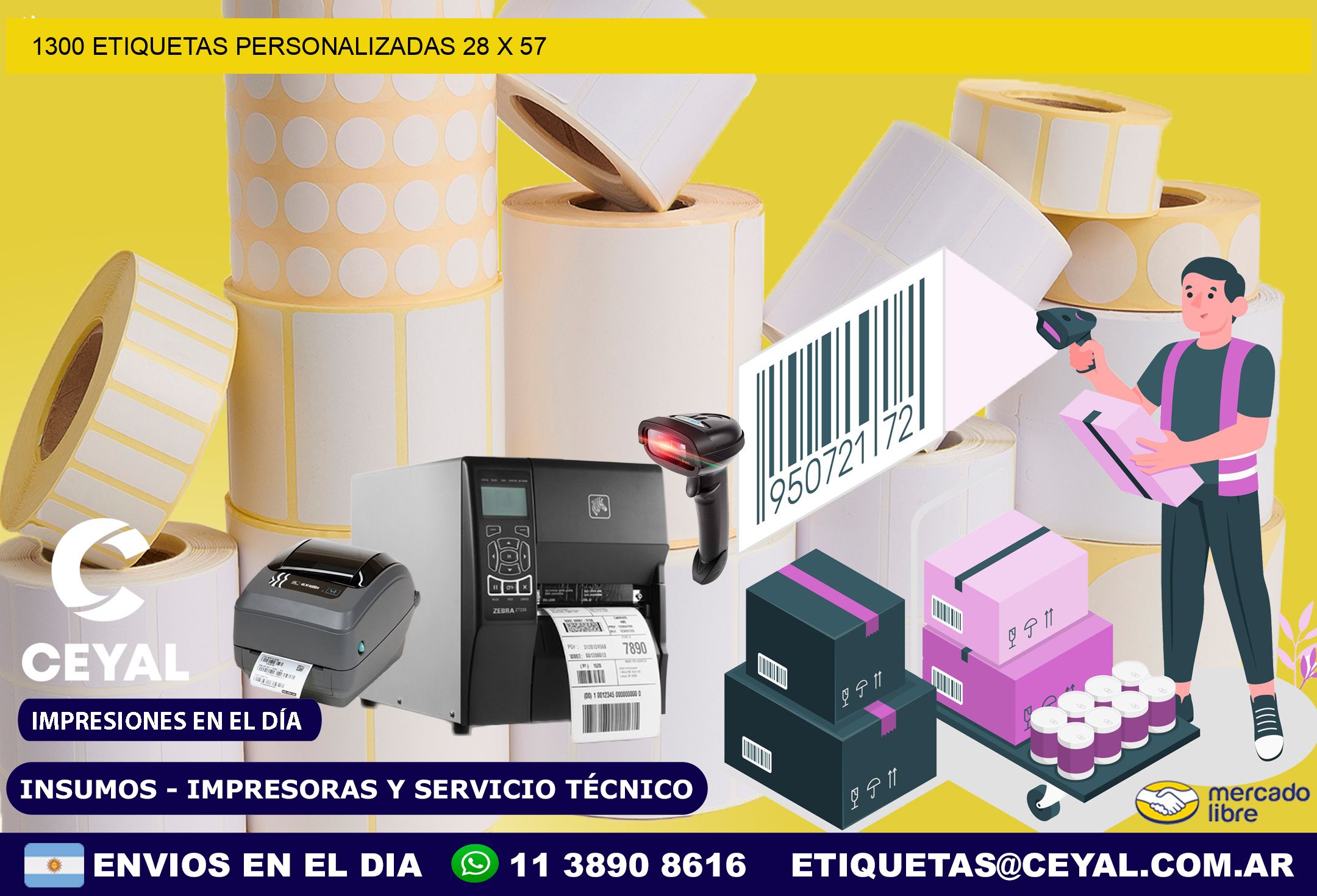 1300 ETIQUETAS PERSONALIZADAS 28 x 57