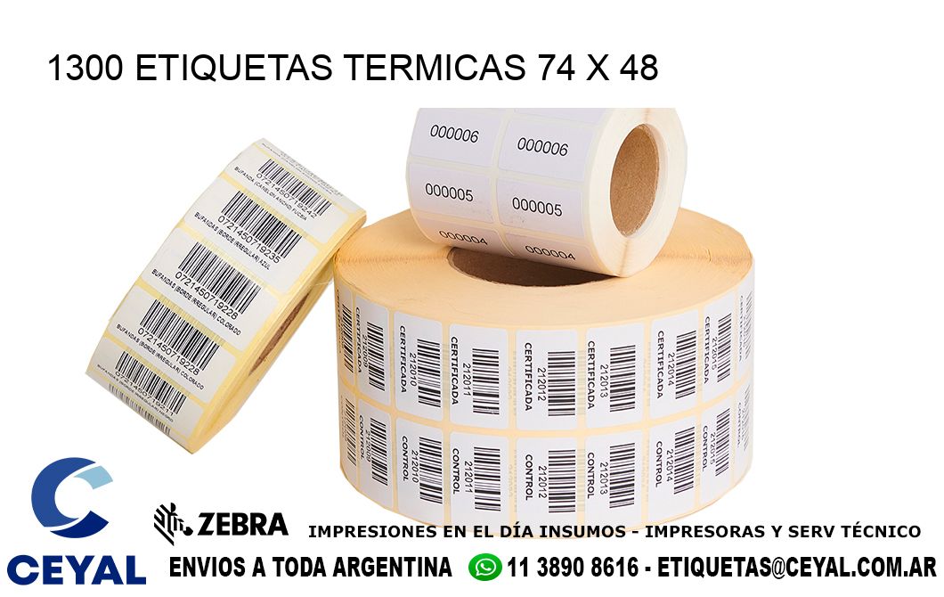 1300 ETIQUETAS TERMICAS 74 x 48