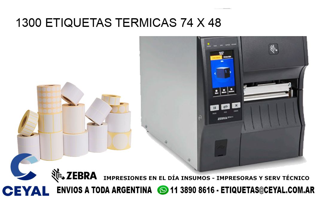 1300 ETIQUETAS TERMICAS 74 x 48
