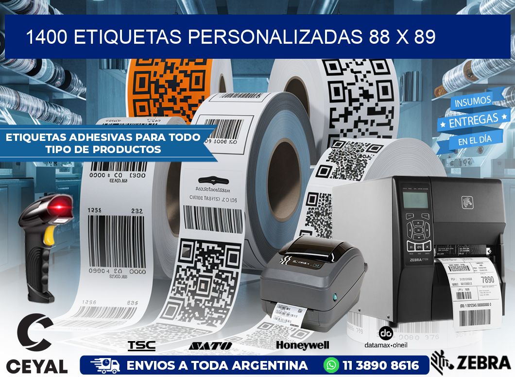1400 ETIQUETAS PERSONALIZADAS 88 x 89