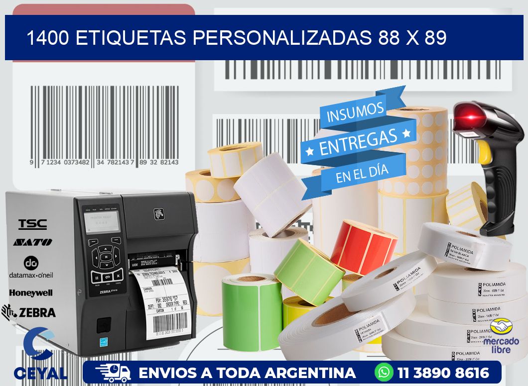 1400 ETIQUETAS PERSONALIZADAS 88 x 89