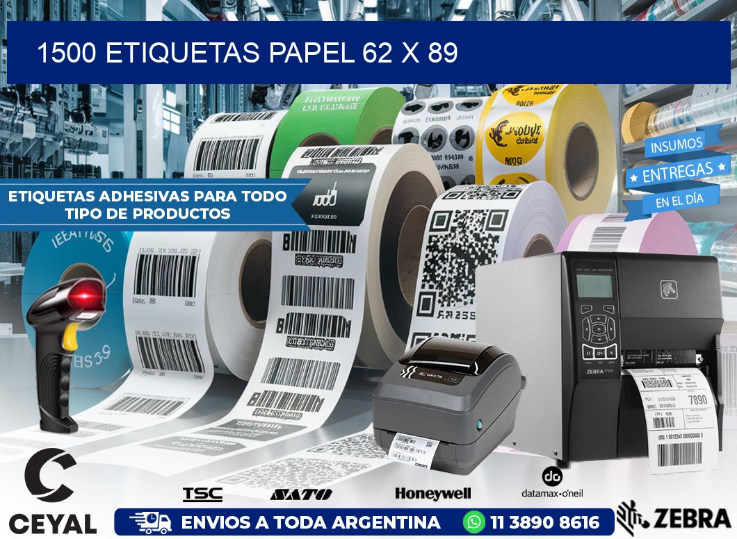 1500 ETIQUETAS PAPEL 62 x 89
