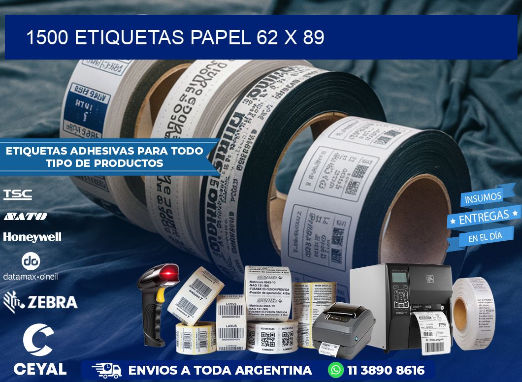 1500 ETIQUETAS PAPEL 62 x 89