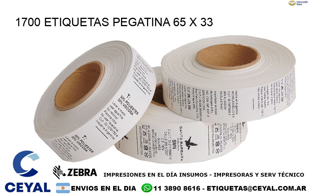 1700 ETIQUETAS PEGATINA 65 x 33