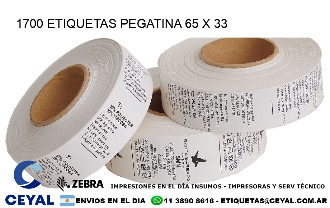 1700 ETIQUETAS PEGATINA 65 x 33