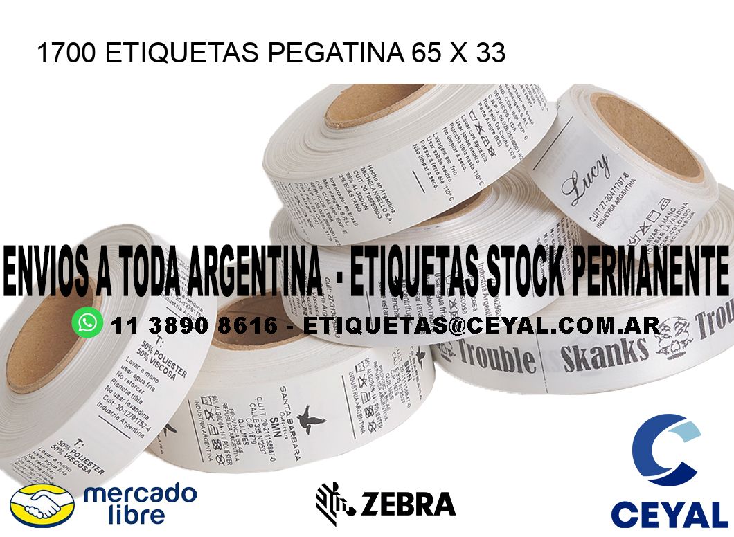 1700 ETIQUETAS PEGATINA 65 x 33