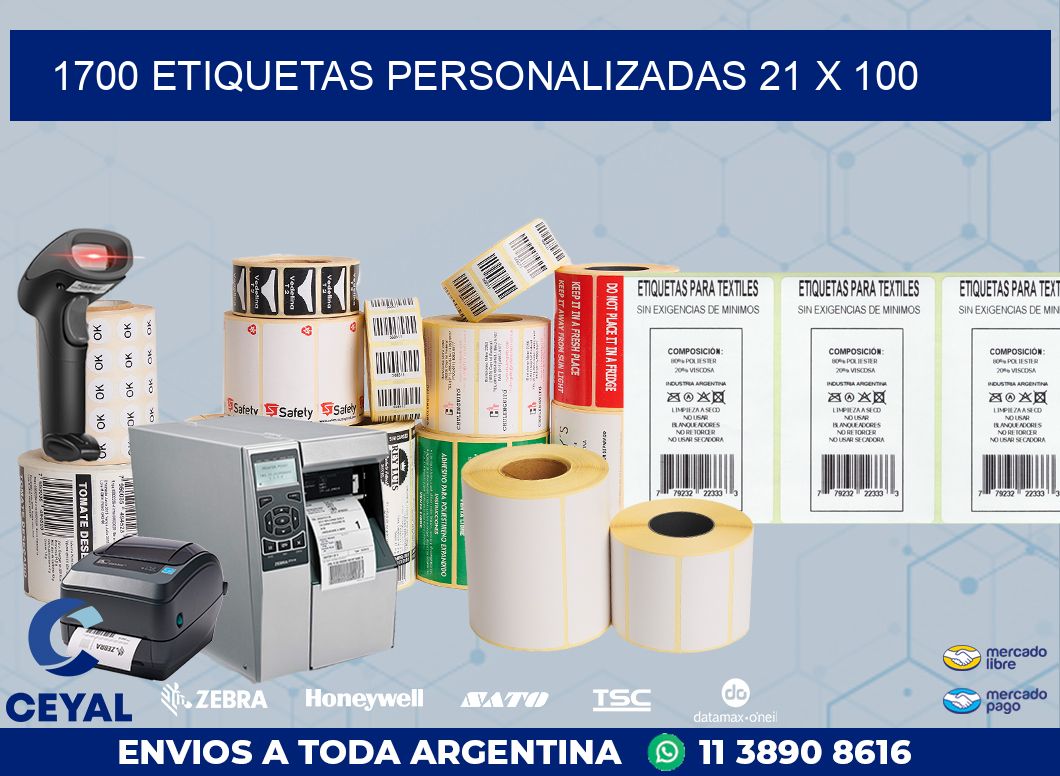 1700 ETIQUETAS PERSONALIZADAS 21 x 100