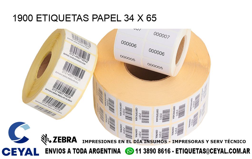 1900 ETIQUETAS PAPEL 34 x 65
