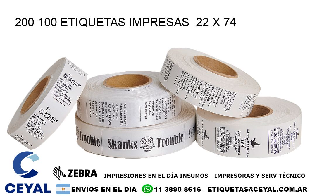 200 100 ETIQUETAS IMPRESAS  22 x 74