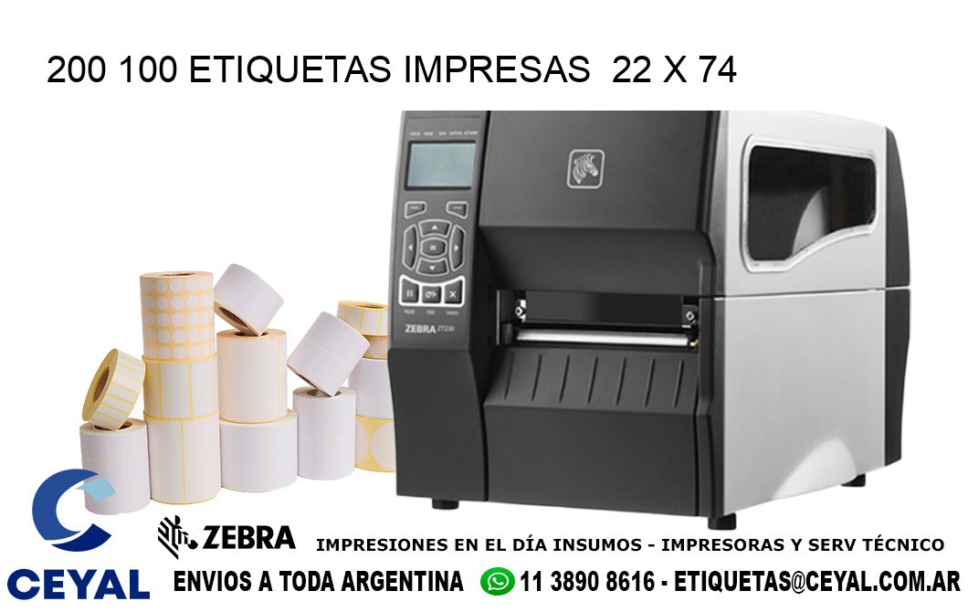 200 100 ETIQUETAS IMPRESAS  22 x 74
