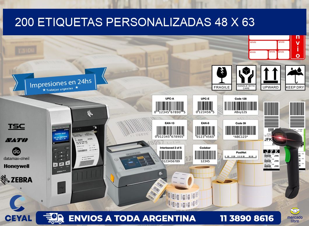 200 ETIQUETAS PERSONALIZADAS 48 x 63