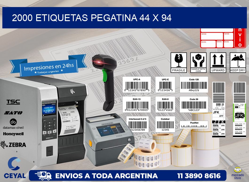 2000 ETIQUETAS PEGATINA 44 x 94