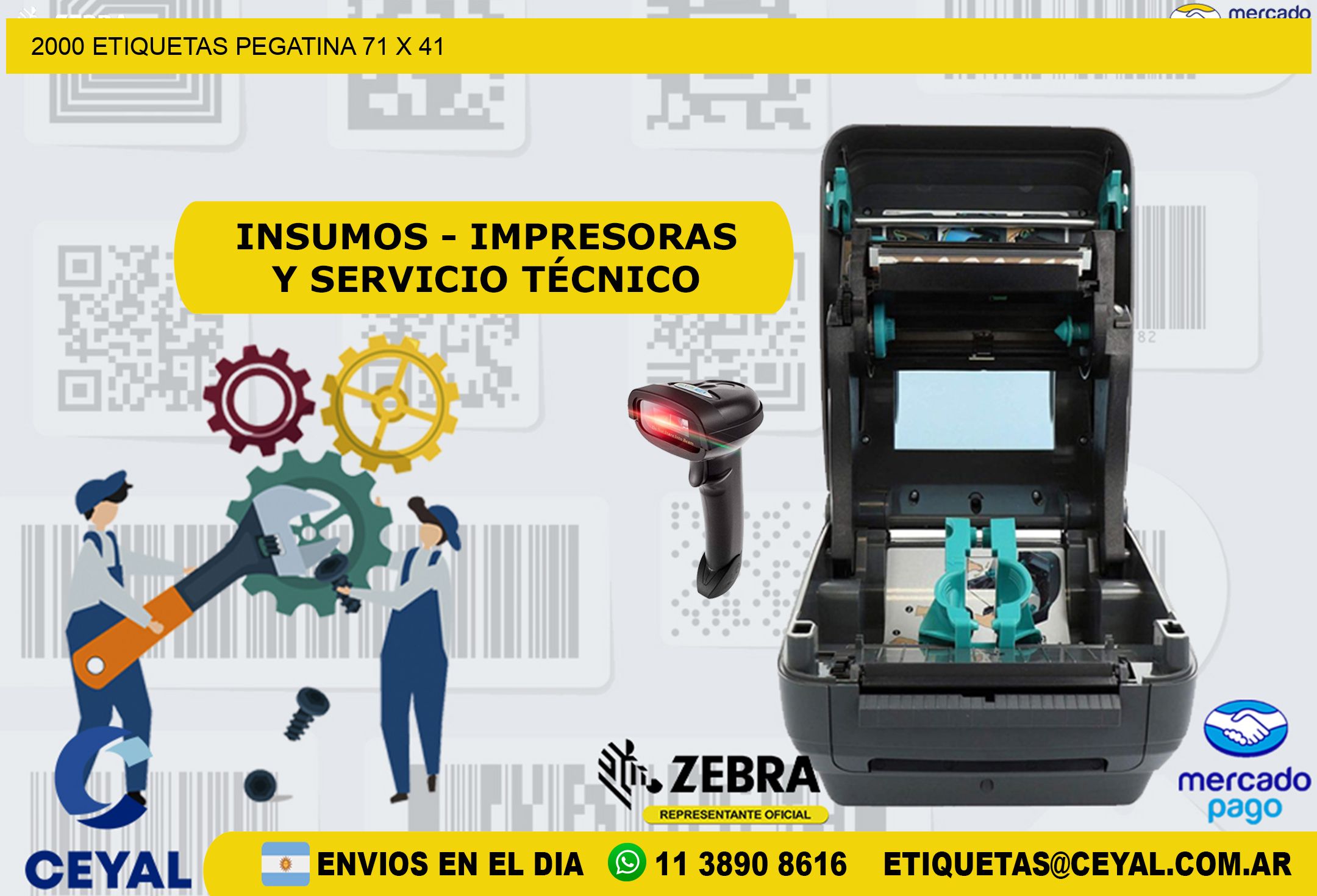 2000 ETIQUETAS PEGATINA 71 x 41