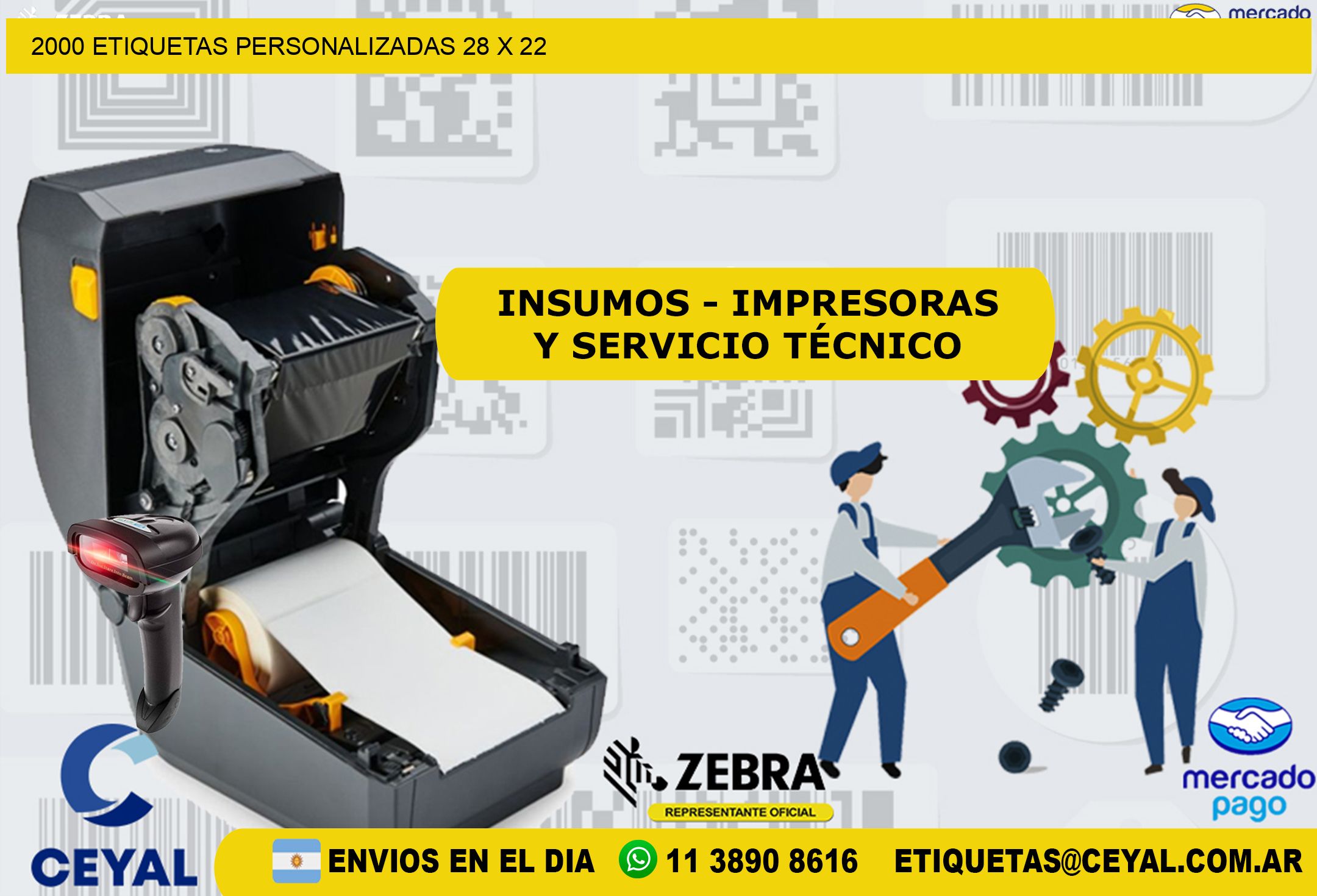 2000 ETIQUETAS PERSONALIZADAS 28 x 22