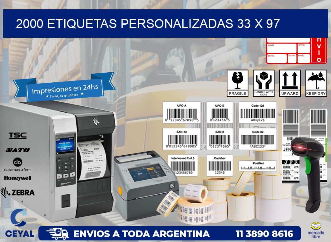 2000 ETIQUETAS PERSONALIZADAS 33 x 97