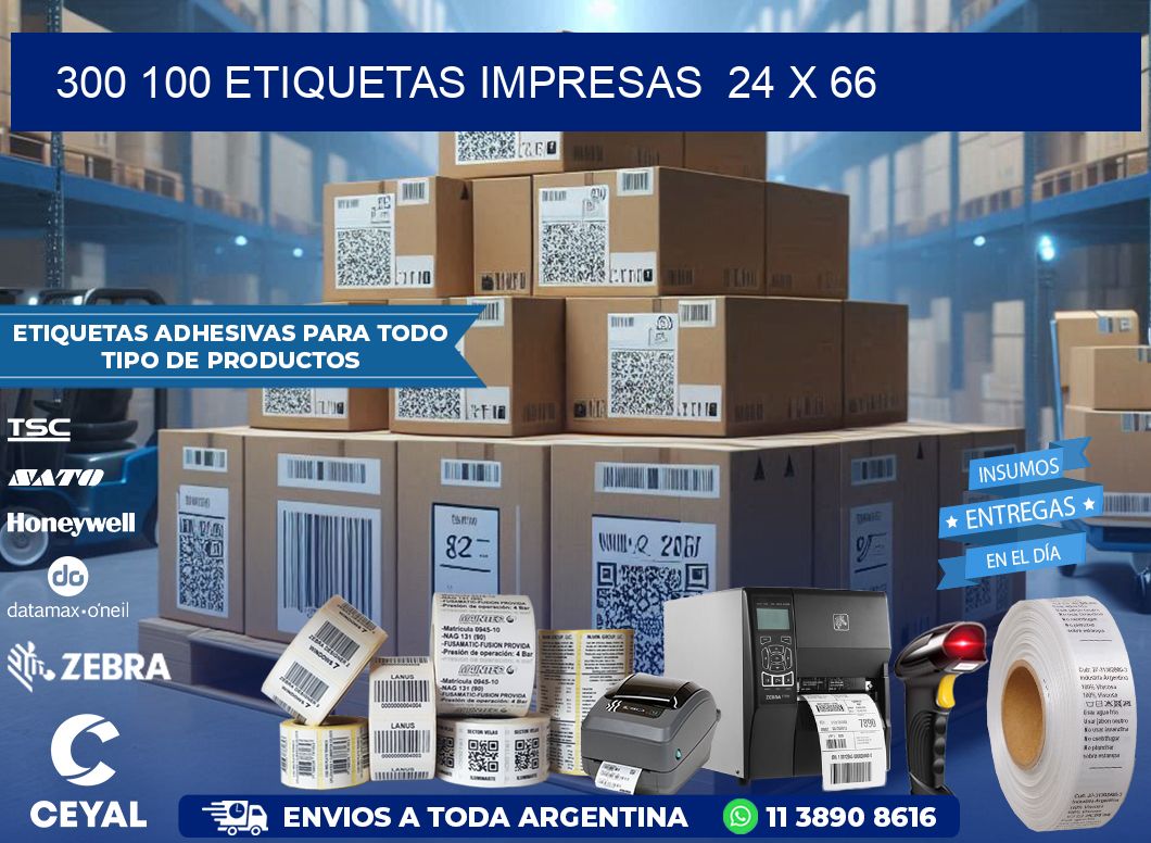 300 100 ETIQUETAS IMPRESAS  24 x 66
