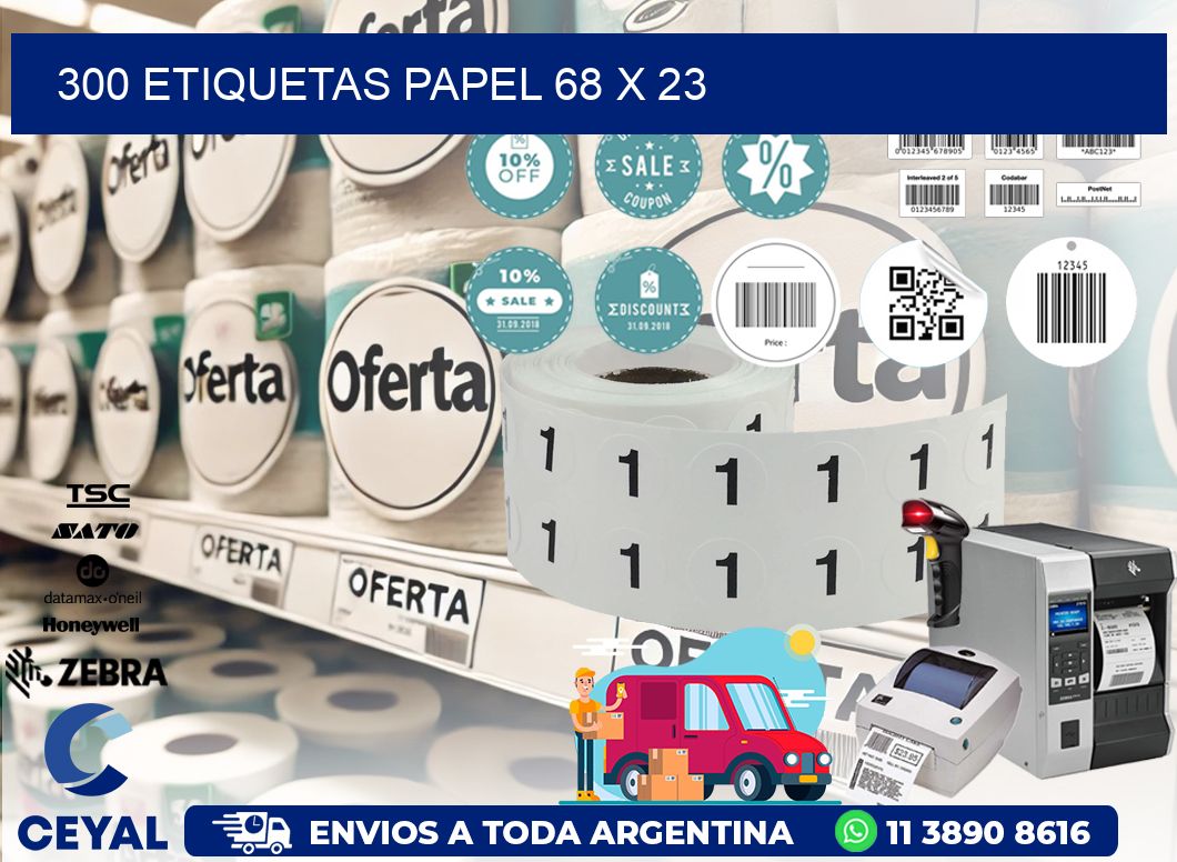 300 ETIQUETAS PAPEL 68 x 23